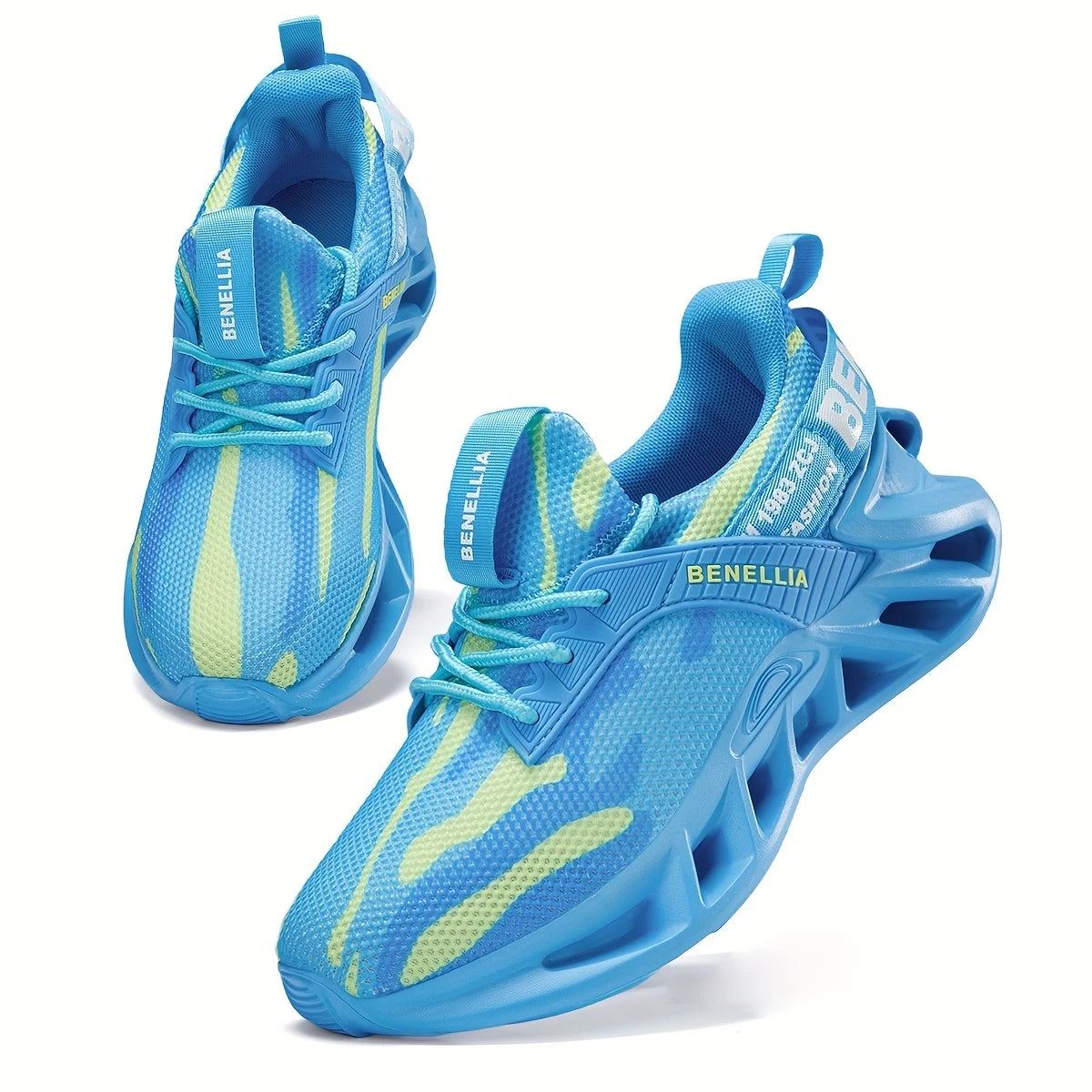 Exterior de malla y cordones del tenis EVA azul