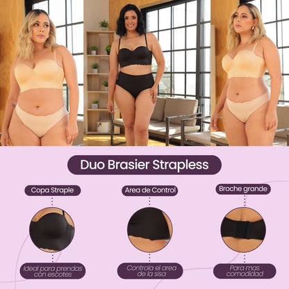 🔥Sujetador Straple💫Push-up 2 X 1 Negro🖤Beige🤎