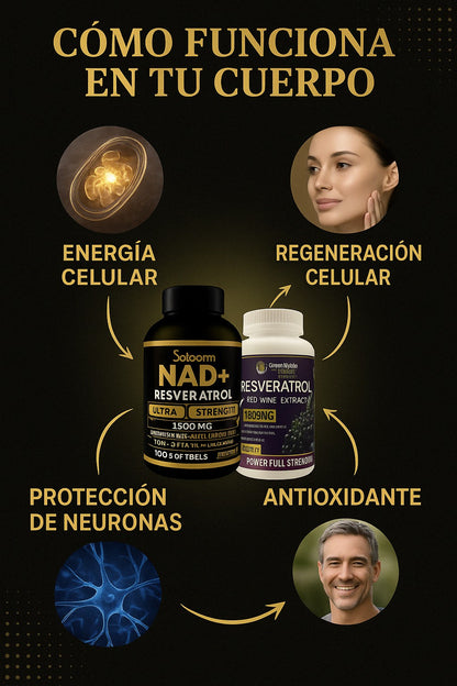 💫X2 Combo NAD+ y Resveratrol Power Energy🍇